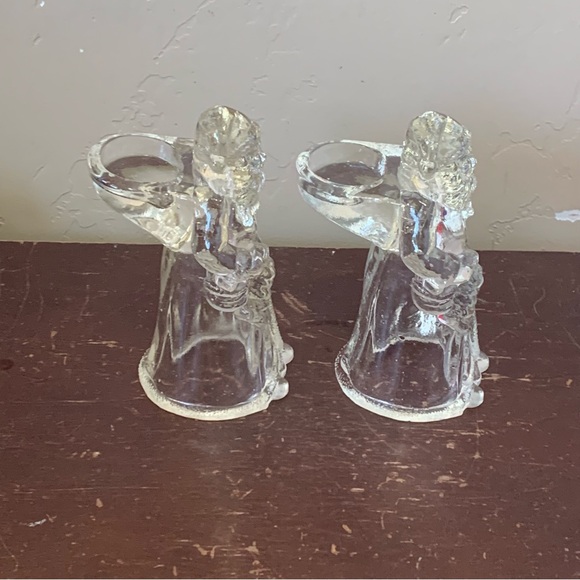 Set of Clear Glass Christmas Santa Claus Votive Candle Holders Statues 7” Decor - Picture 2 of 10